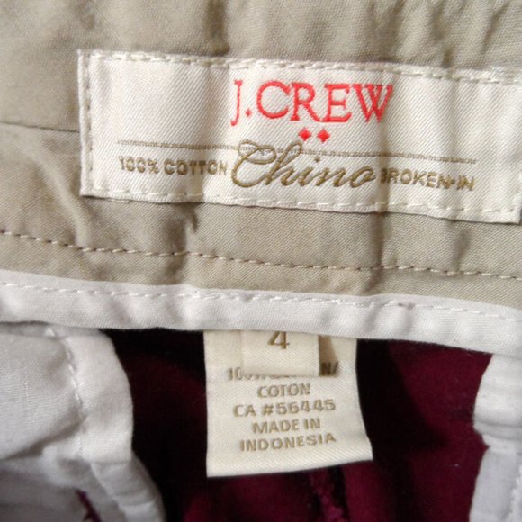 J.CREW Chino Shorts sz 4 Burgundy Red Cotton slash pocket Lightweight Summer - Picture 5 of 5